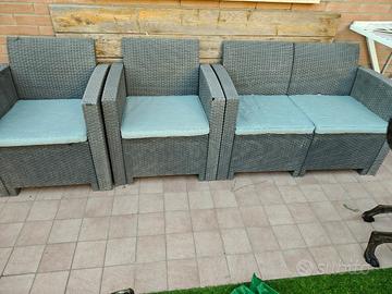 divanetto giardino rattan colore antracite