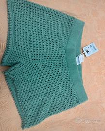 Pantaloncini in maglia verde, nuovo con cartellino