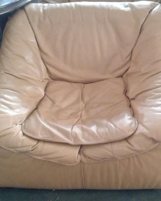 SWAN coppia poltrone vintage in pelle beige