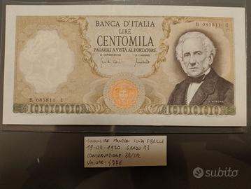 100000 LIRE MANZONI 19/07/1970 NO FIBRILLE BB/SPL