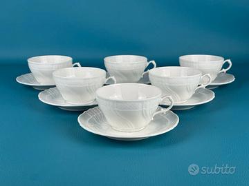 Set da tè X6 in porcellana bianca