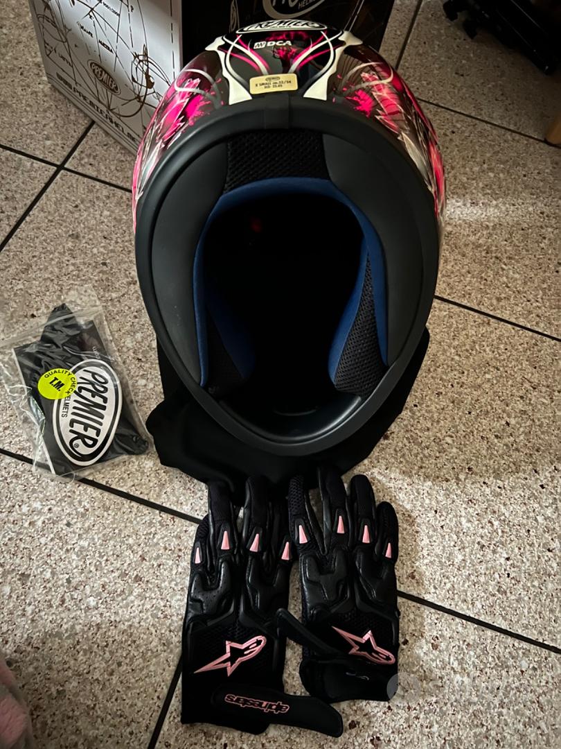 NUOVO casco moto donna xs nero fucsia e guanti - Accessori Moto In vendita  a Monza e della Brianza