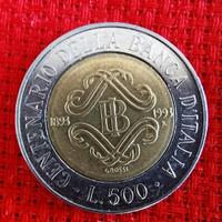 Moneta 500 lire ( centenario della banca d'italia