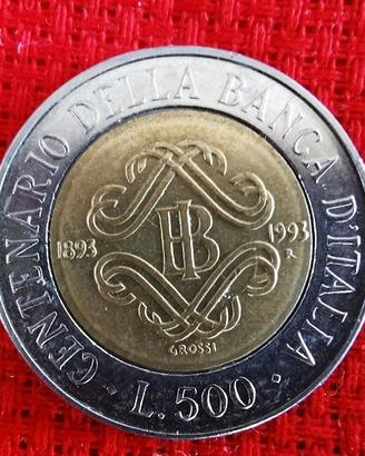 Moneta 500 lire ( centenario della banca d'italia