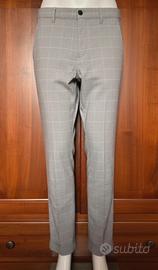 Pantalone Slim Fit a Quadri Grigio Chiaro Clayton