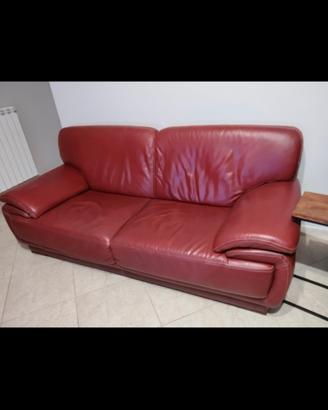 coppia di divani in pelle bordeaux 