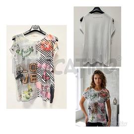CASACCA D SMANICATA GAUDI' BIANCA RIGHE NERE SCRIT