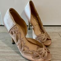 Décolleté Omai oro rosa satinato tacco 11