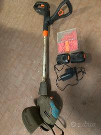 Decespugliatore con 2 batterie.