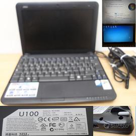 Msi u100 ms-n011 notebook con alimentatore