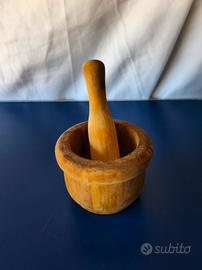 Mortaio con Pestello in Legno Vintage