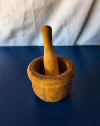 Mortaio con Pestello in Legno Vintage
