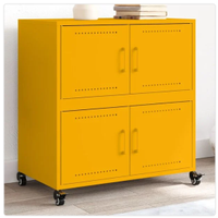 CREDENZA GIALLO SENAPE IN ACCIAIO CON RUOTE