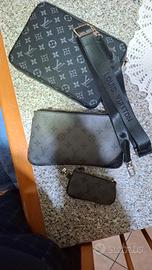 Set 3 Borsette Stile Louis Vuitton Nere Eleganti 
