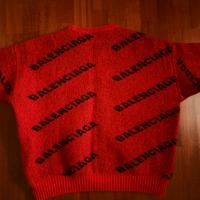 Maglione balenciaga rosso logo all over