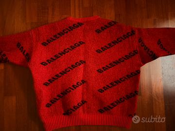 Maglione balenciaga rosso logo all over