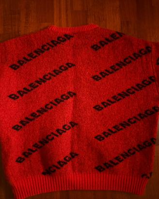Maglione balenciaga rosso logo all over