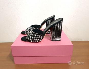 Sandali, tacco, pelle, nero,strass, Paris Texas 41