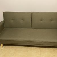 Divano letto 3 posti in tessuto tortora