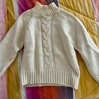 Maglione lana con trecce bianco/panna donna