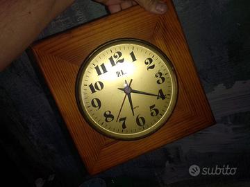 orologio vintage legno e vetro 24,4x24,5cm