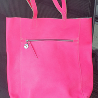 Borsa shopper in vera pelle rosa fluo
