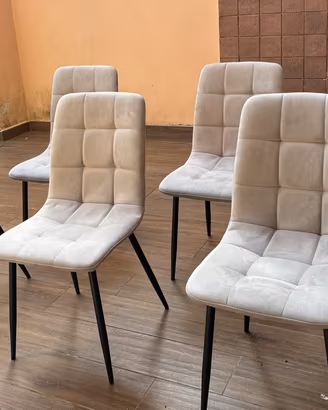 6 Sedie in tessuto loto grigio chiaro