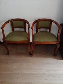 Coppia di Poltroncine d'Epoca a Pozzetto in legno