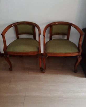 Coppia di Poltroncine d'Epoca a Pozzetto in legno