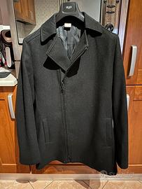 Cappotto elegante Sasch nero lungo con cerniera