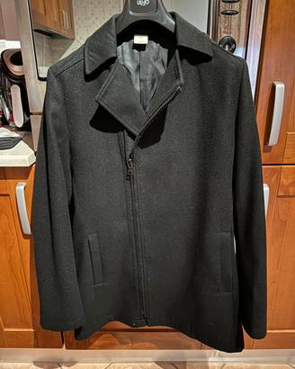 Cappotto elegante Sasch nero lungo con cerniera