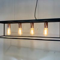 Lampadario "industriale" metallo nero/rame