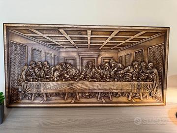 Icona intagliata in legno dell'Ultima Cena 