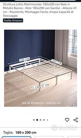 Struttura Letto Matrimoniale 180x200 con Rete