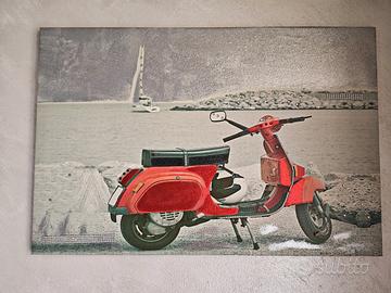 Quadro Tela Vespa Rossa Vintage. 
