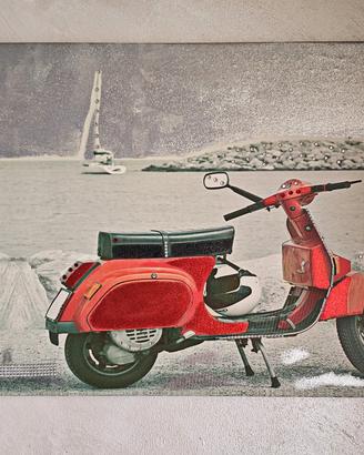 Quadro Tela Vespa Rossa Vintage. 