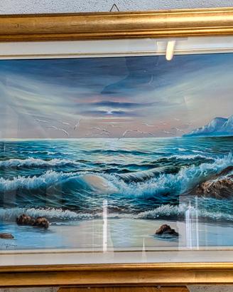 Quadro Olio su Tela "Mareggiata" di C. Pagano