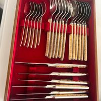 posate argento manico colore oro