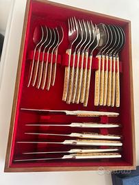 posate argento manico colore oro