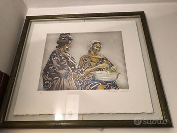 Quadro doppio vetro olio su carta