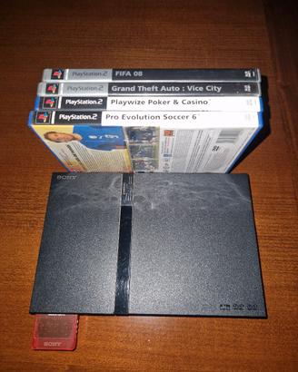 PlayStation 2 (Slim) + Memory Card 8MB + 4 Giochi 