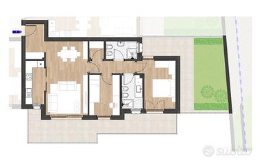 W7: Trilocale con terrazza e giardino a Montagna