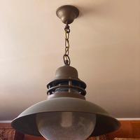 Lampadario vintage in ottone brunito