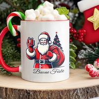 Tazza natalizia in ceramica - Design Babbo Natale