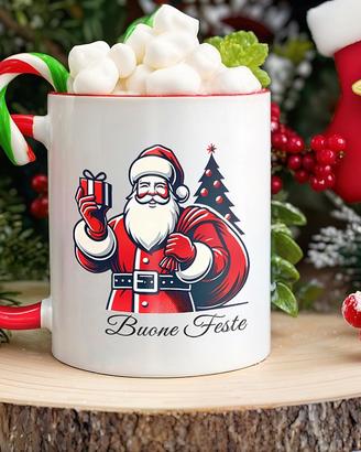Tazza natalizia in ceramica - Design Babbo Natale