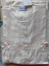 Camicia da notte ecru manica lunga
