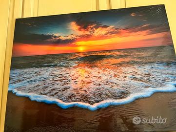 Quadro stampa su Tela Mare Tramonto Spiaggia Nuovo