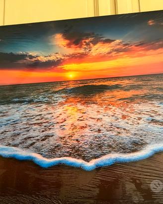 Quadro stampa su Tela Mare Tramonto Spiaggia Nuovo