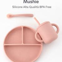 Set svezzamento piatto bicchiere cucchiai silicone