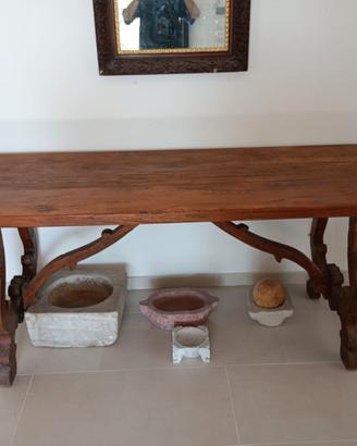 Tavolo fratino da refettorio in noce massiccio